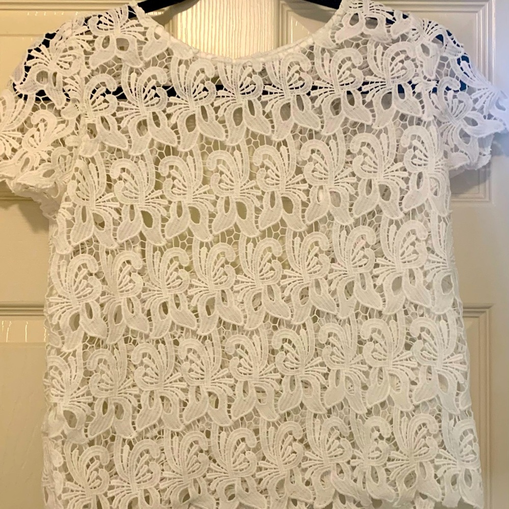 Zara white eyelet top